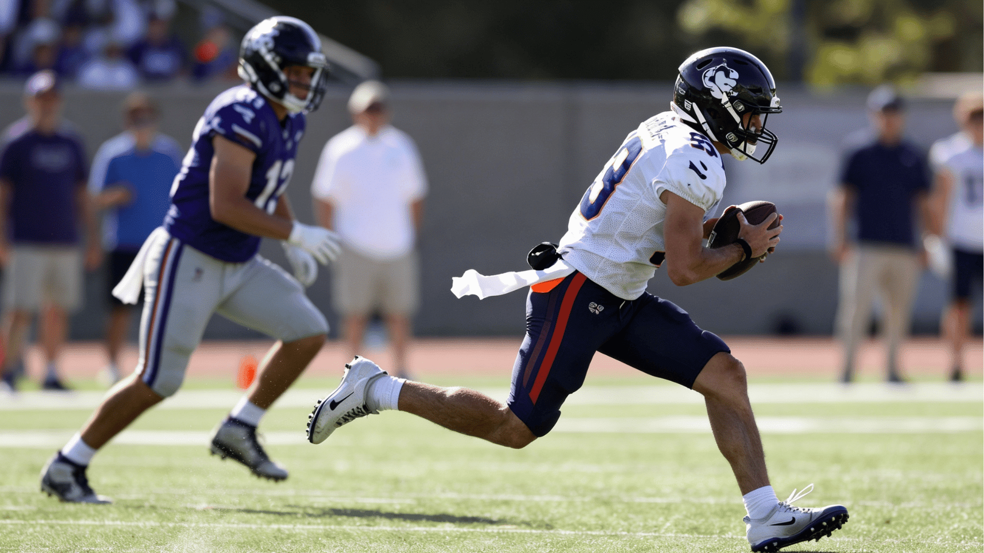 blitzer sprinting toward the quarterback immediately after the snap