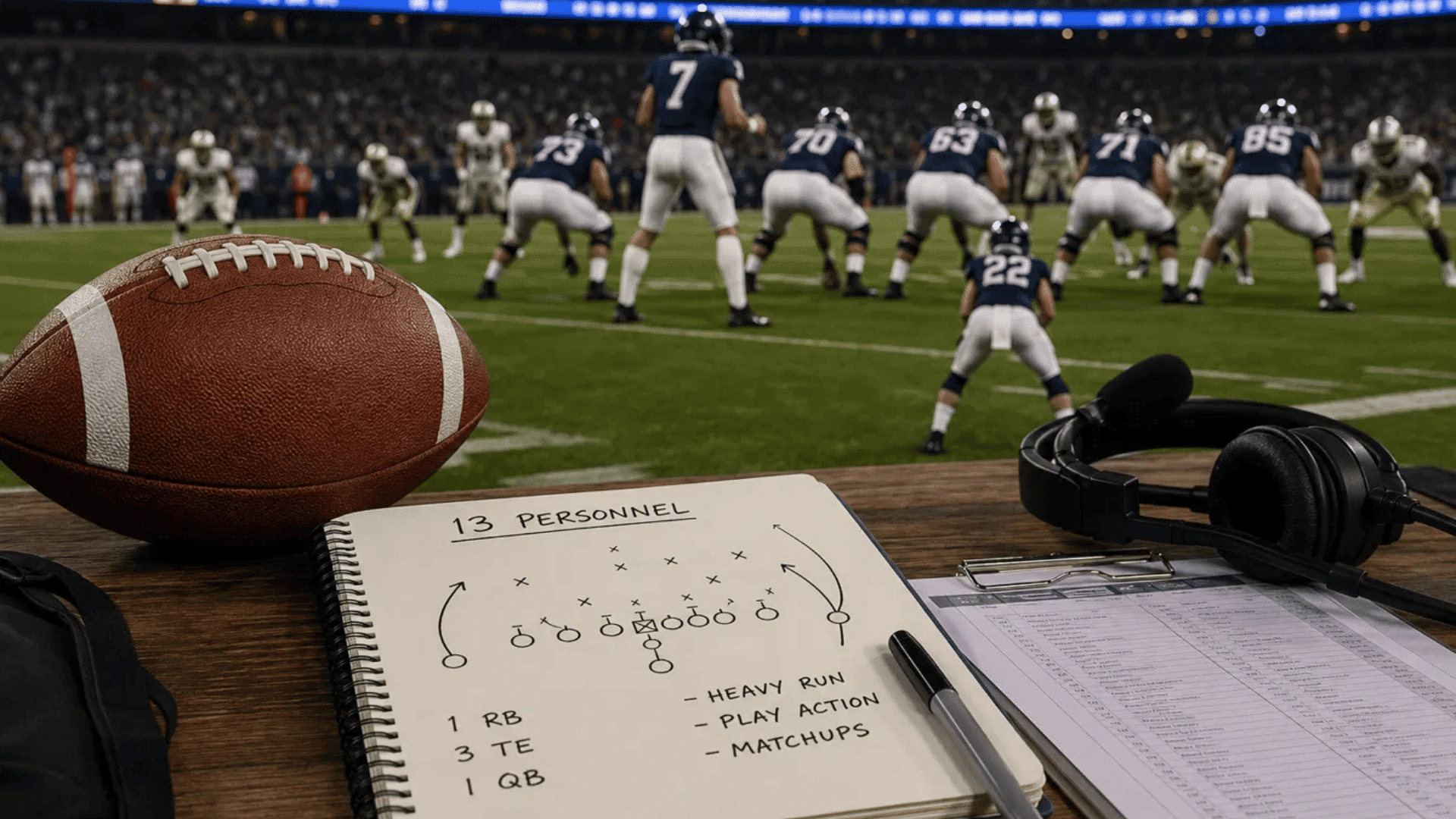 coaching notebook diagrams 13 personnel football strategy on the sideline during a game