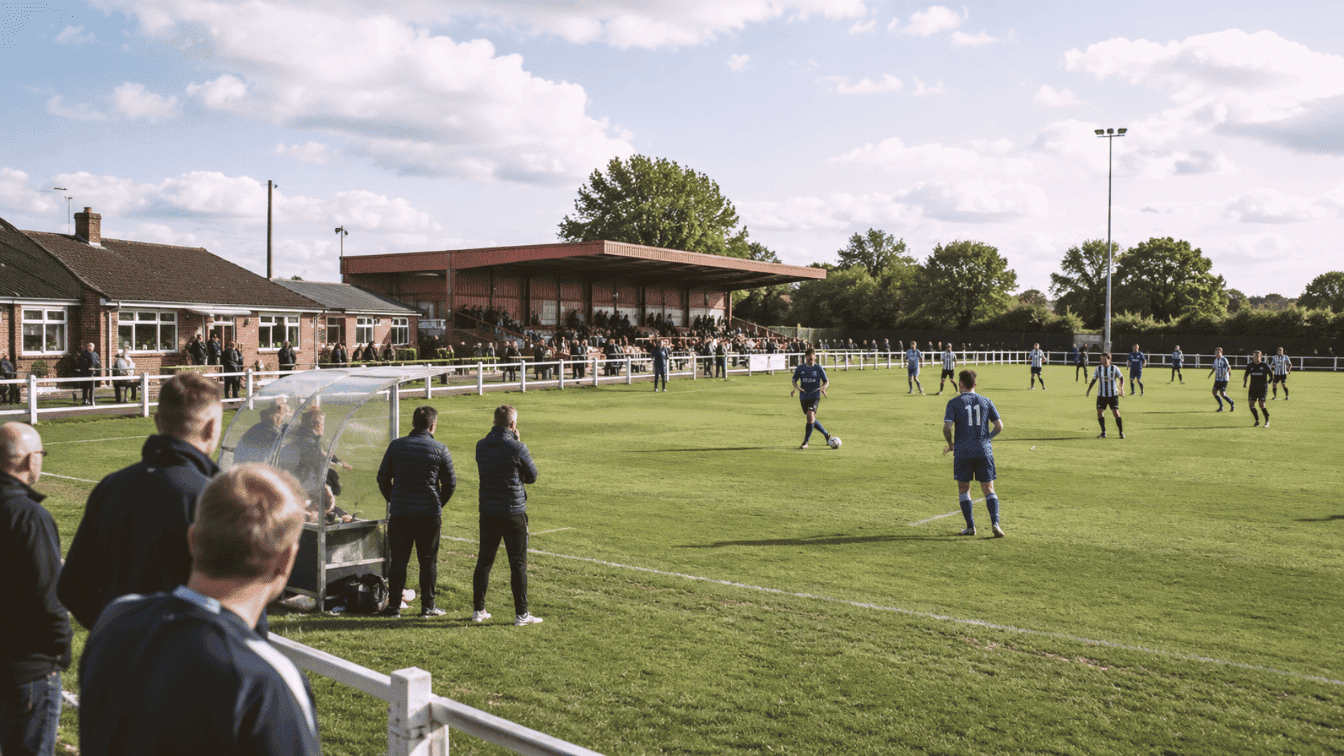 community football match at local stadium representing level 10 grassroots football divisions