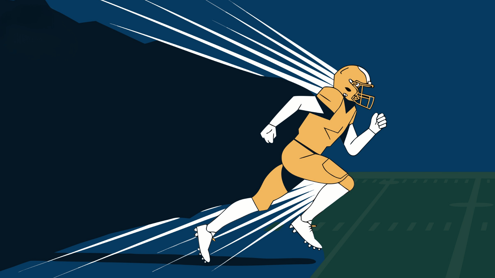 football player emerging from shadow into stadium lights