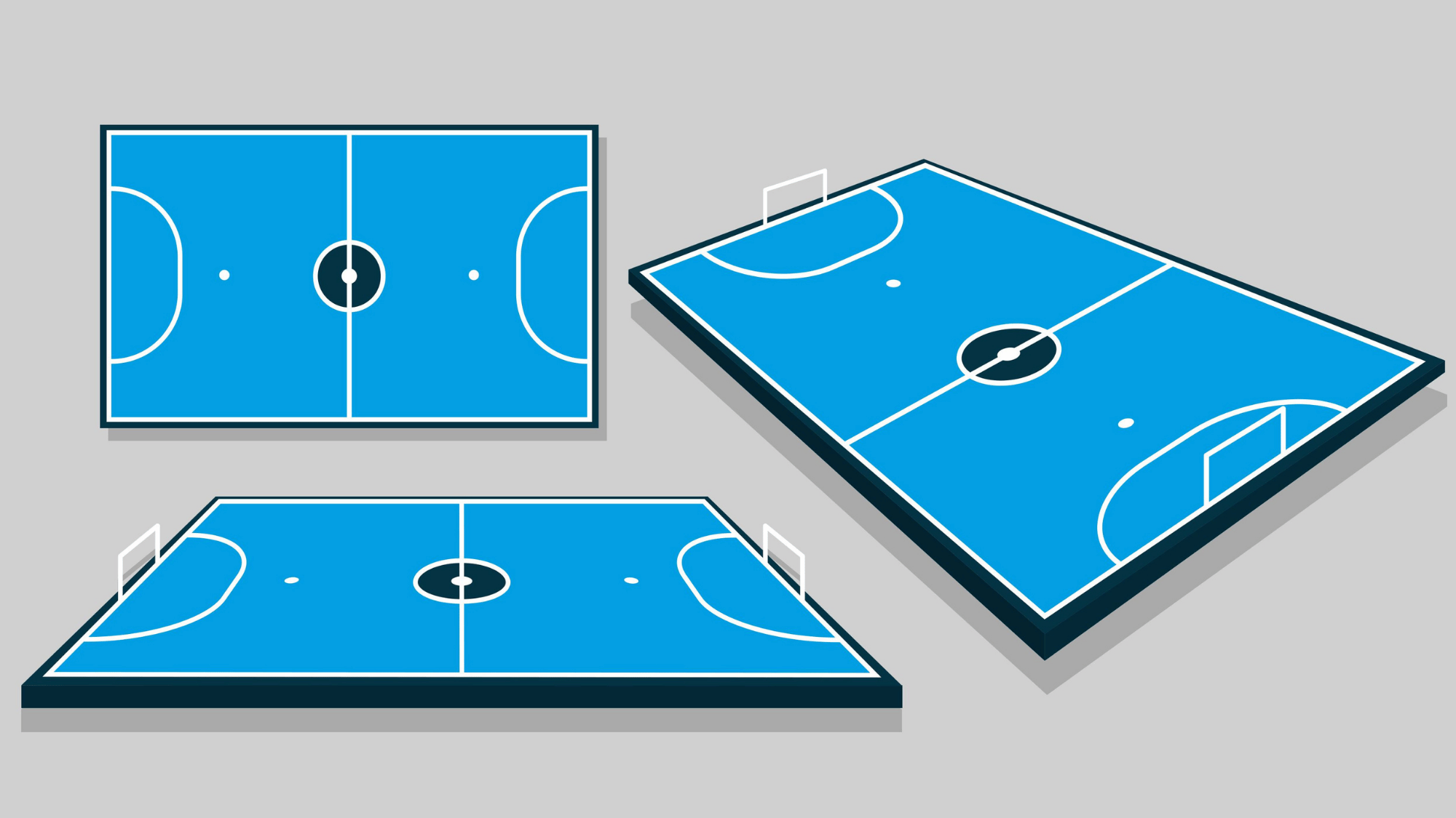 futsal pitch various orientation display of blue pavement with size and shape specified