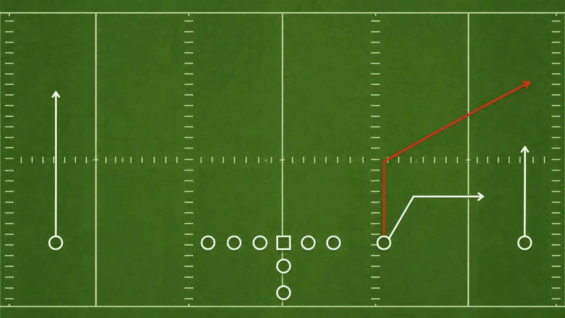 diagram of a sluggo route showing a receiver breaking upfield after a fake slant