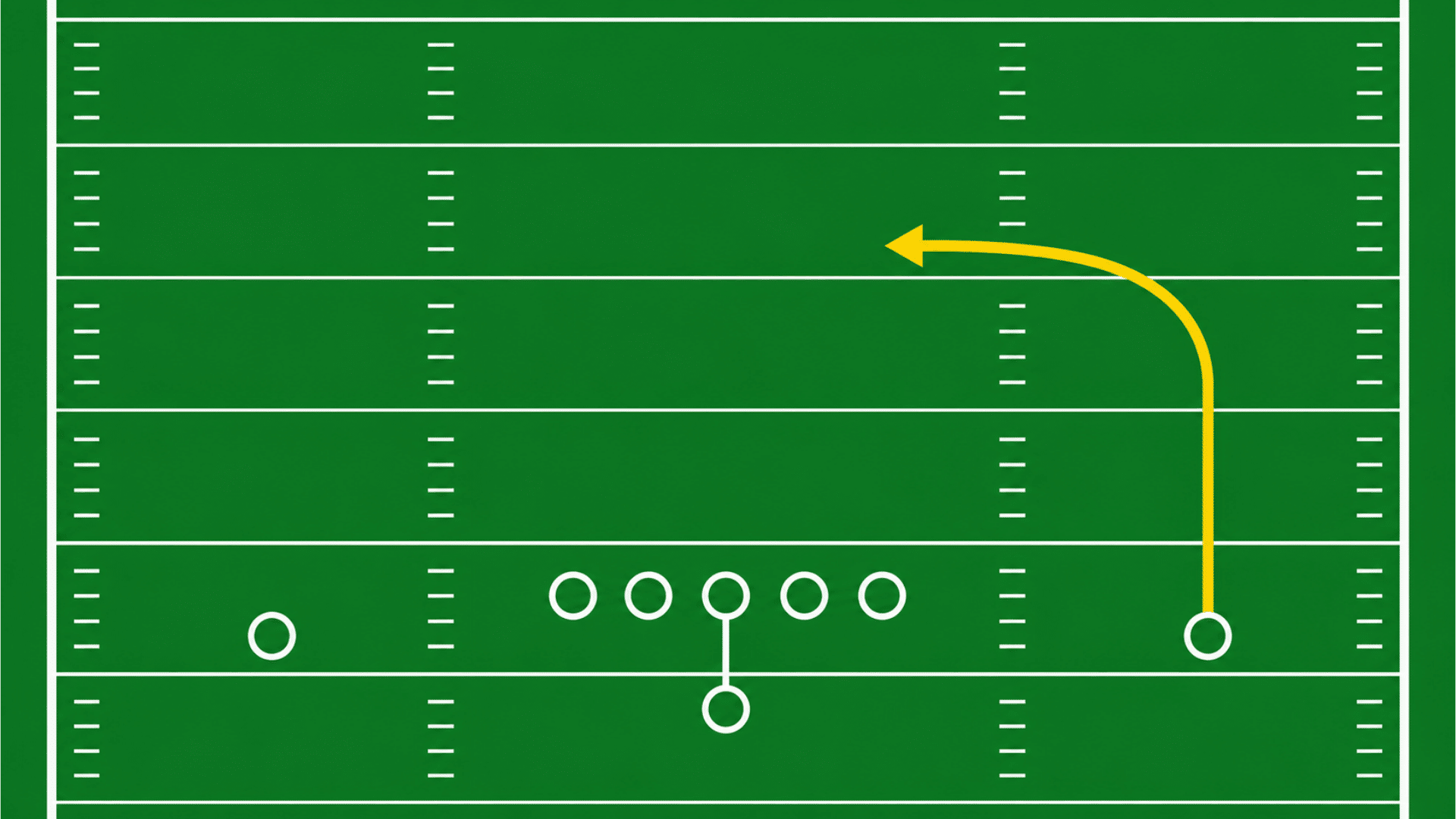 receiver running a curl route downfield before stopping and turning back toward the quarterback on the football field diagram (1)