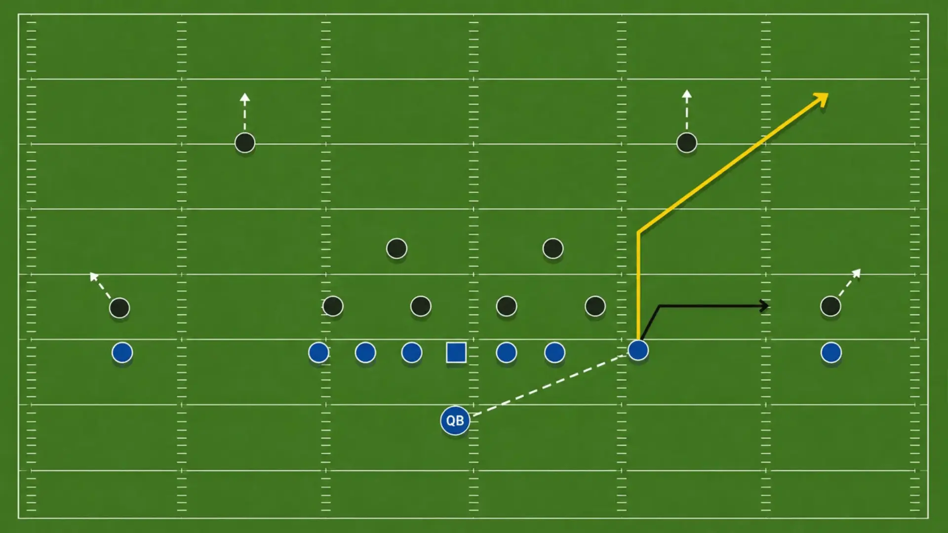 sluggo route diagram with a receiver breaking upfield past coverage after a slant fake