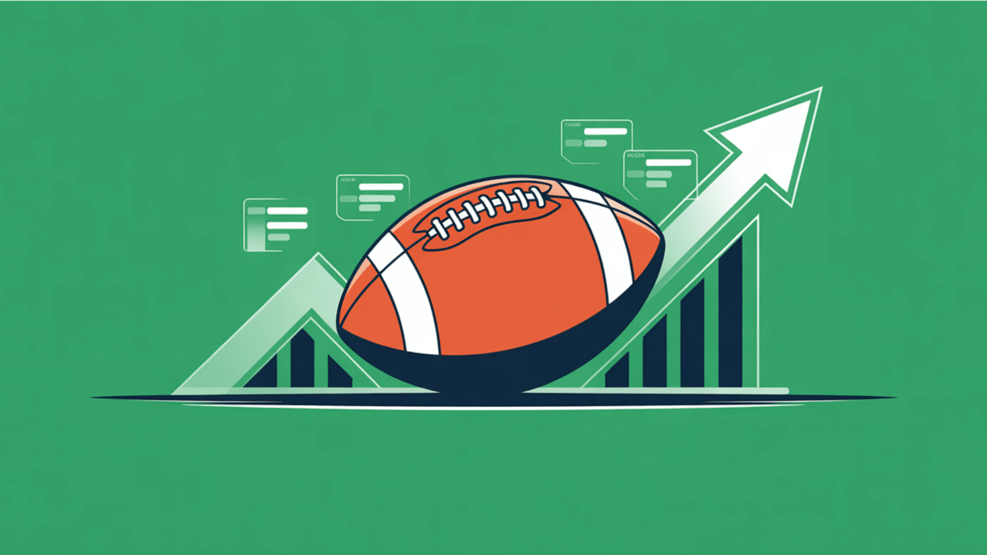 vector graphic showing football analytics and expected points added with an upward arrow