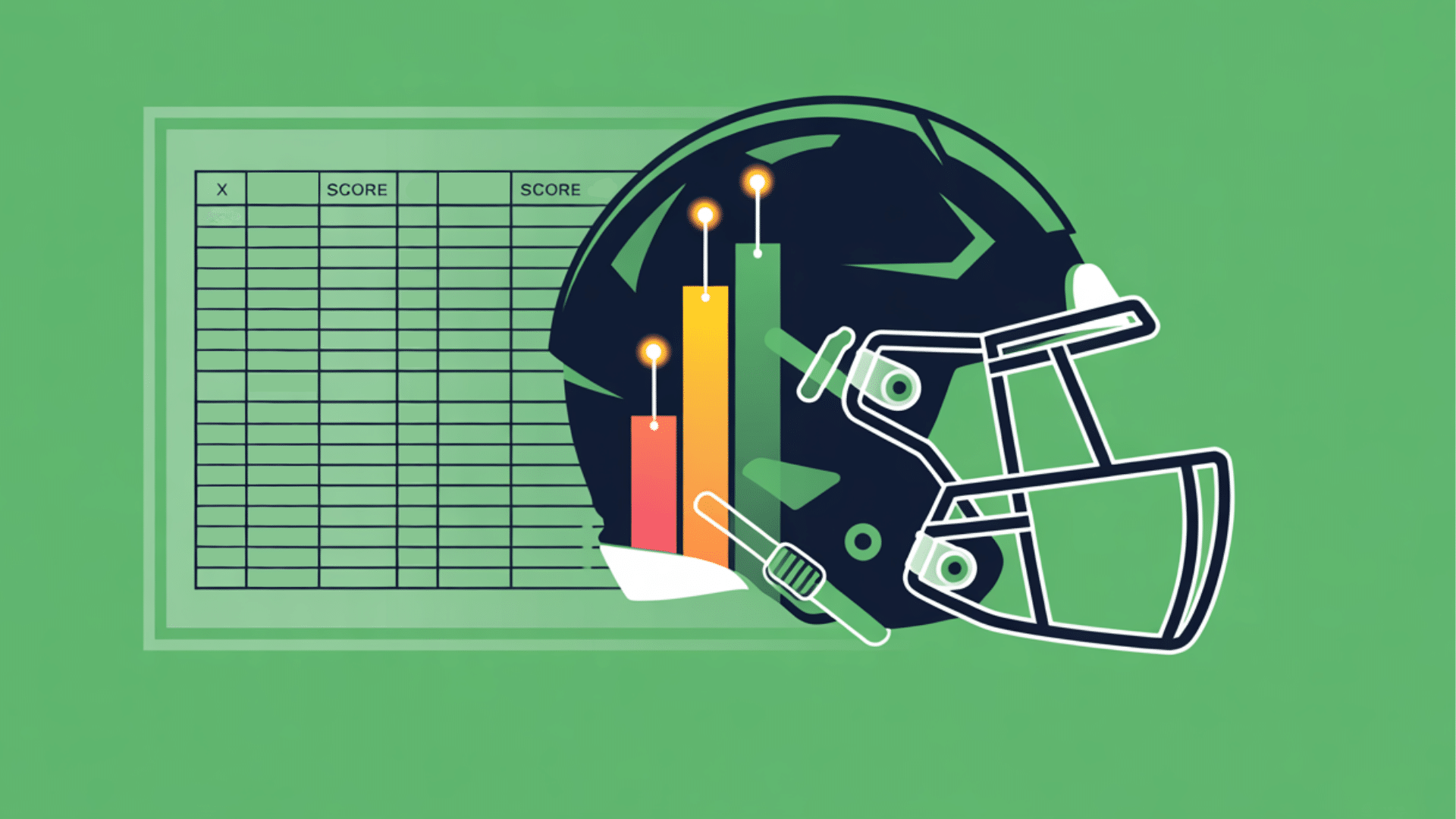 vector illustration comparing traditional football box scores to modern epa data charts