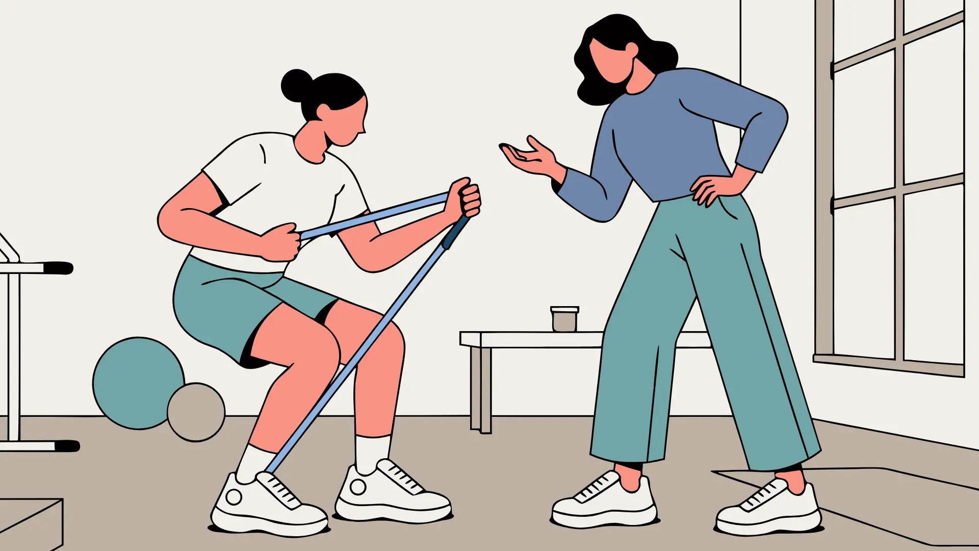 illustration of athlete rebuilding strength through guided physical rehabilitation exercises