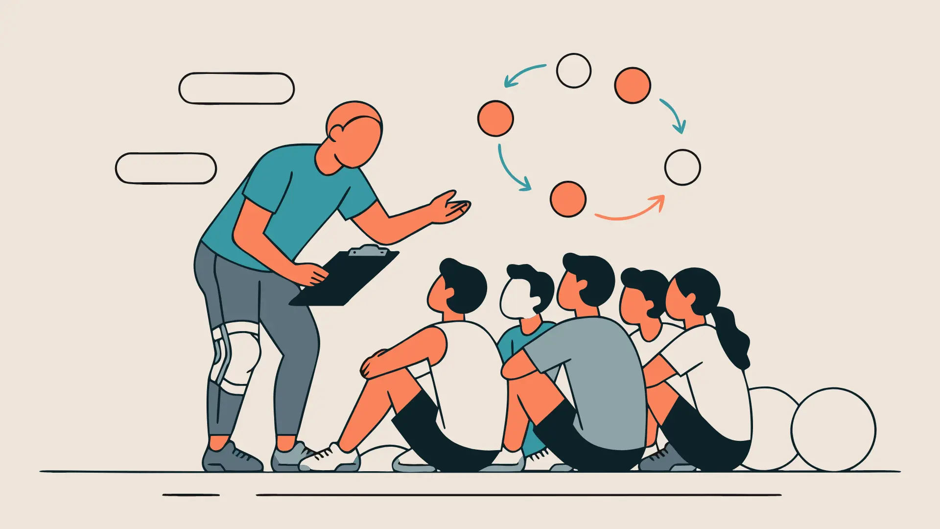 illustration of injured athlete staying connected to team while sidelined from play