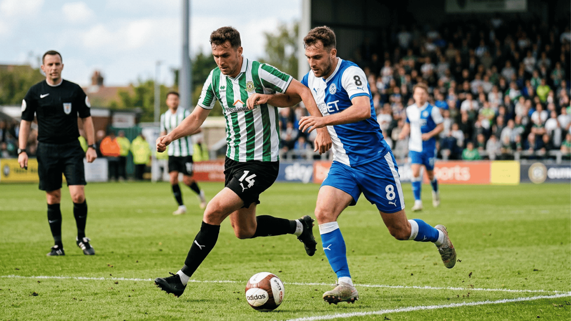 two soccer players making fair shoulder to shoulder contact while running side by side toward the ball