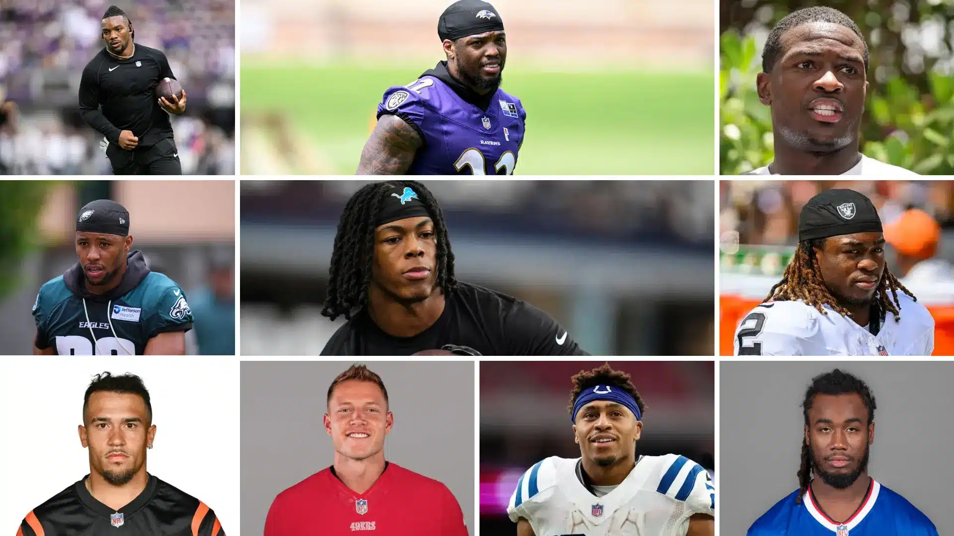 collage of elite fantasy football players ranked among the top overall options for the rest of the season
