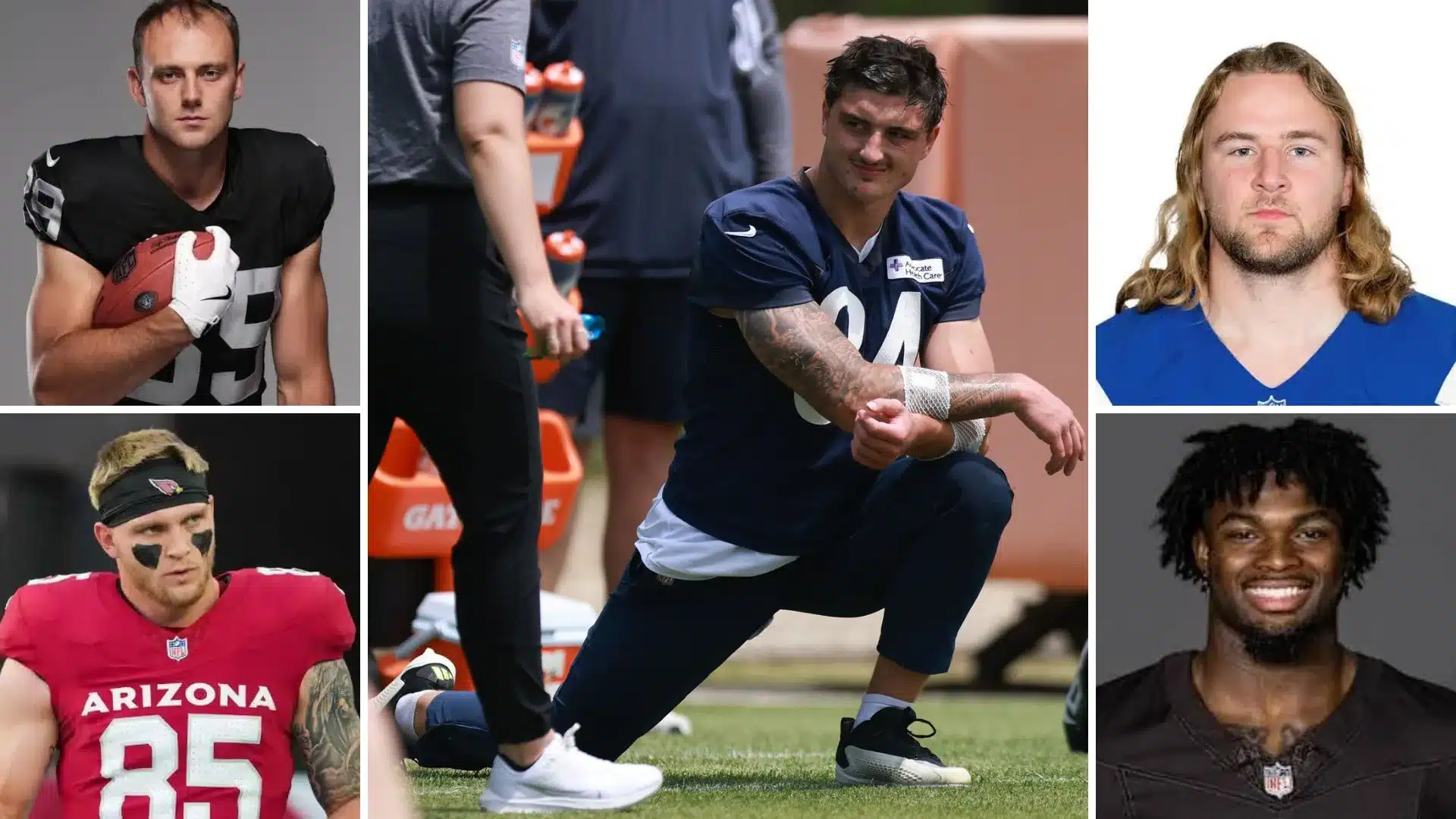 top fantasy football tight ends featured in a collage representing rest of season player rankings