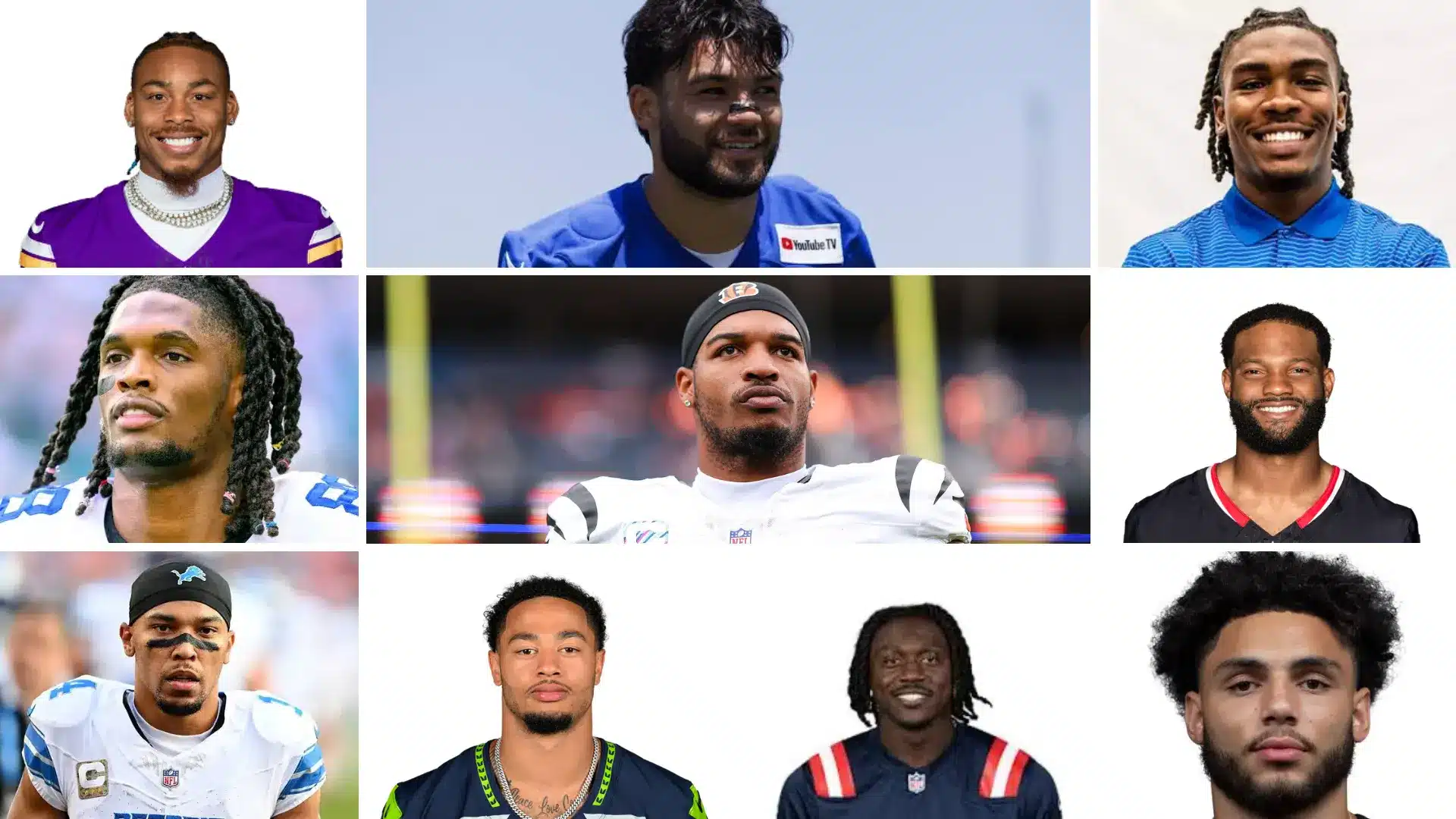 top fantasy football wide receivers featured in a collage representing rest of season player rankings