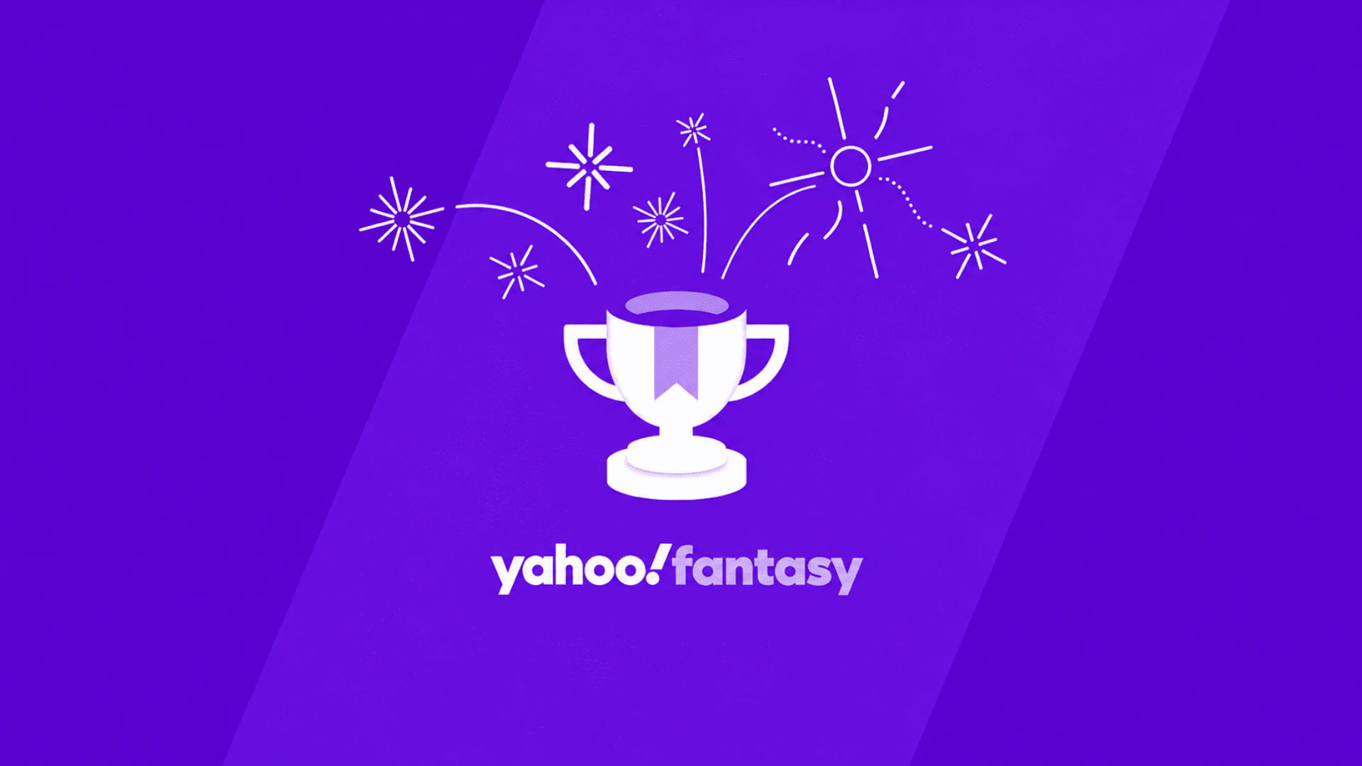 yahoo fantasy trophy with fireworks on a purple background celebrating fantasy sports wins